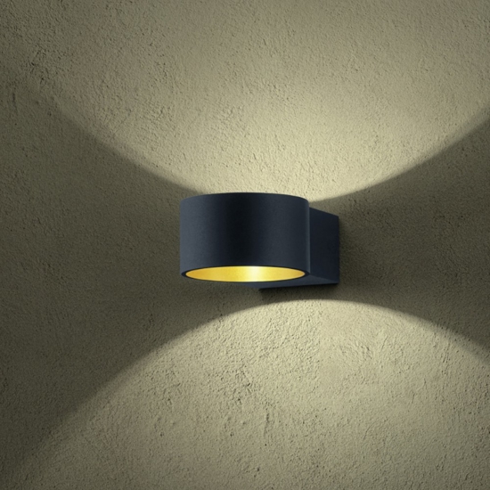 Applique led 4.5w 3000k nero oro design moderna interno oro