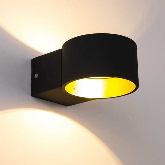 Applique led 4.5w 3000k nero oro design moderna interno oro