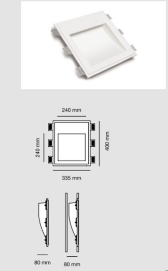 Lampada da incasso a parete 16,5w 3000k in gesso led cristaly a filo muro