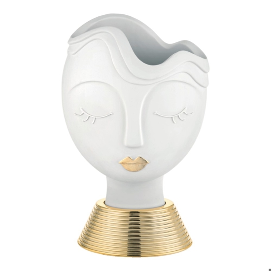 Scultura vaso testa donna grande bianco bongelli preziosi