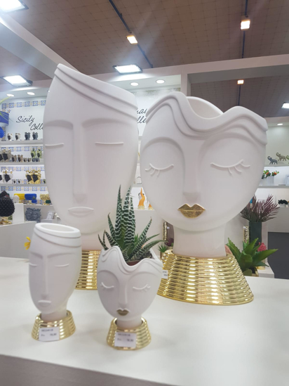 Scultura vaso testa donna grande bianco bongelli preziosi