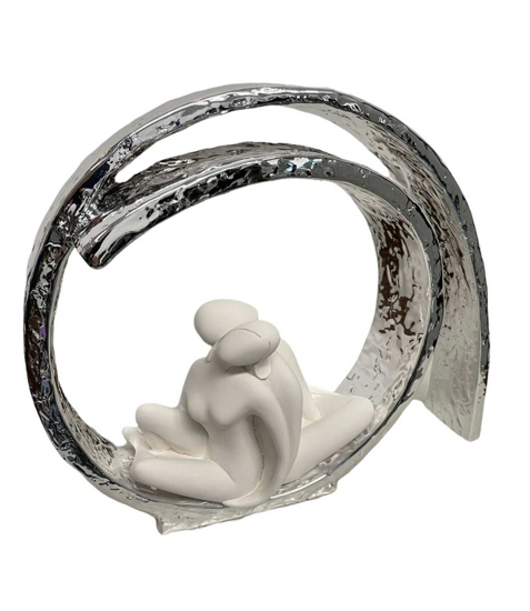 Scultura da tavolo d30 bongelli preziosi coppia vortice argento