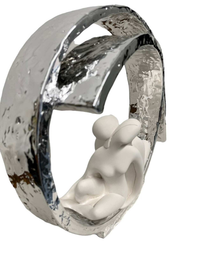 Scultura da tavolo d30 bongelli preziosi coppia vortice argento