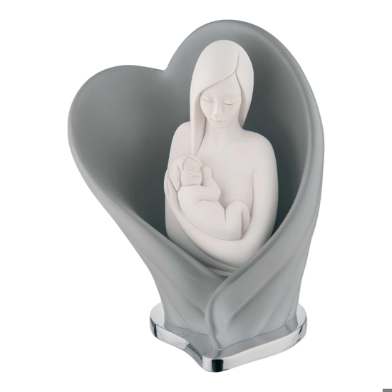 Scultura maternita nascita bongelli preziosi cuore grigio