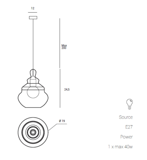 Lampada a sospensione per isola cucina adone miloox design vetro trasparente