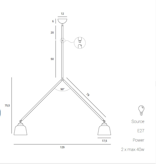 Miloox neoretro lampada nera a sospensione due luci orientabili vetri bianchi per cucina