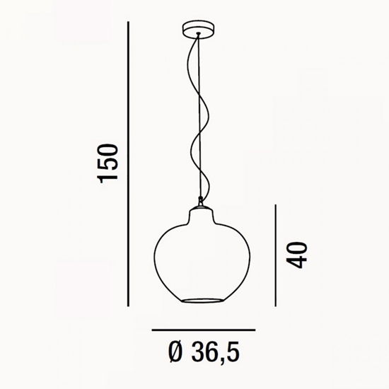 Lampada a sospensione sfera di vetro ambra bowl perenz illuminazione