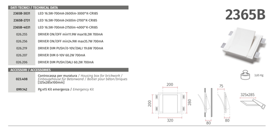 Applique da incasso parete a scomparsa di gesso cristaly led 16.5w 3000k