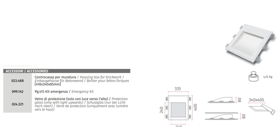 Applique lampada da incasso a parete di gesso led bianco cristaly 16,5w 2700k