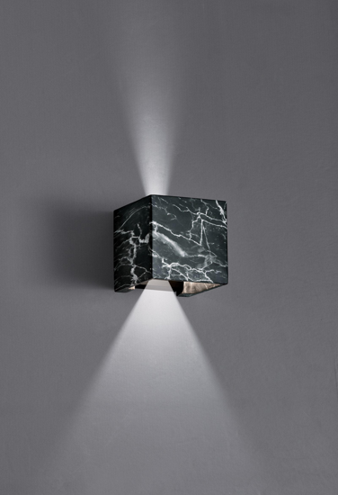 Applique led 13w 3000k cubo cemento effetto marmo nero