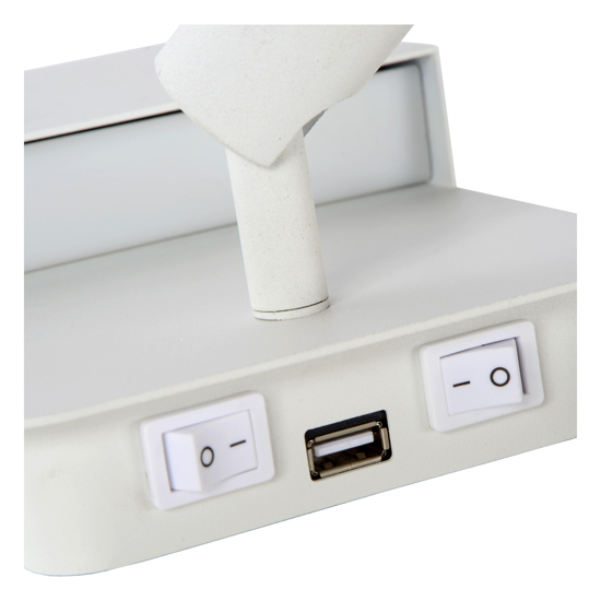 Applique bianco due luci per comodino camera da letto presa usb