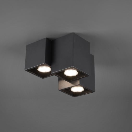 Plafoniera a faretti led cubi nero design moderna