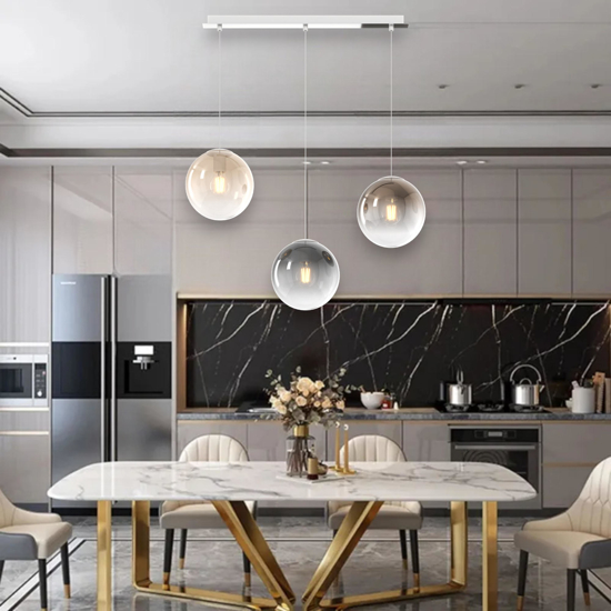 Lampadario a sospensione toplight per isola cucina sfere vetro multicolor