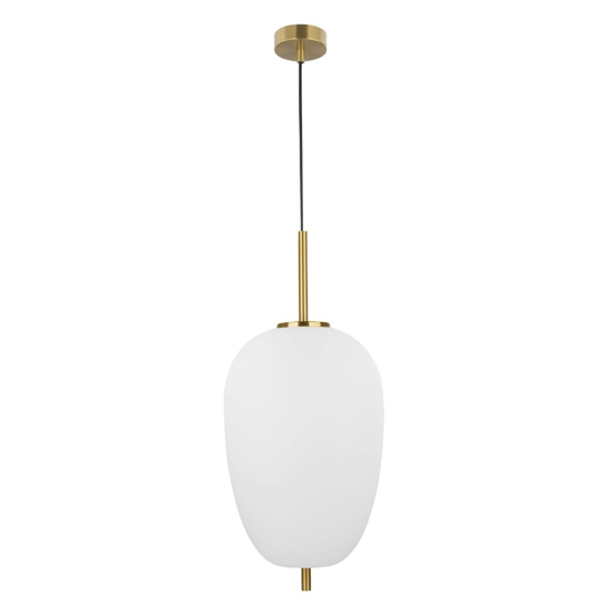 Lampada a sospensione oro ottone vetro bianco