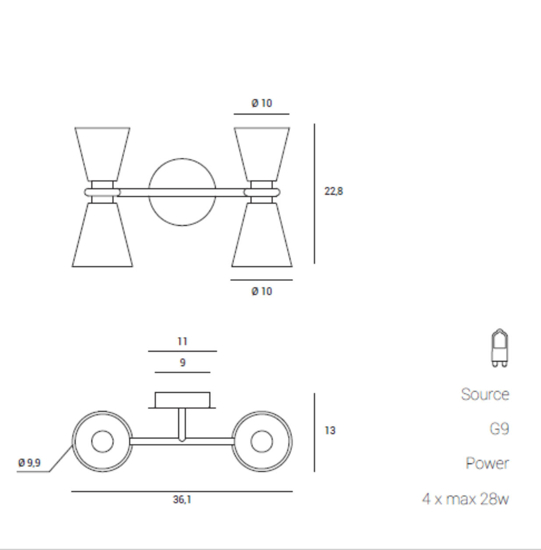 Lampada da parete moderna per interno grigio miloox graal