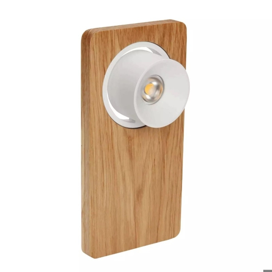 Applique da comodino in legno luce orientabile led 5w 3000k con interruttore