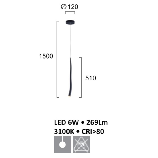 Lampada a sospensione nera per comodino camera da letto moderna fp