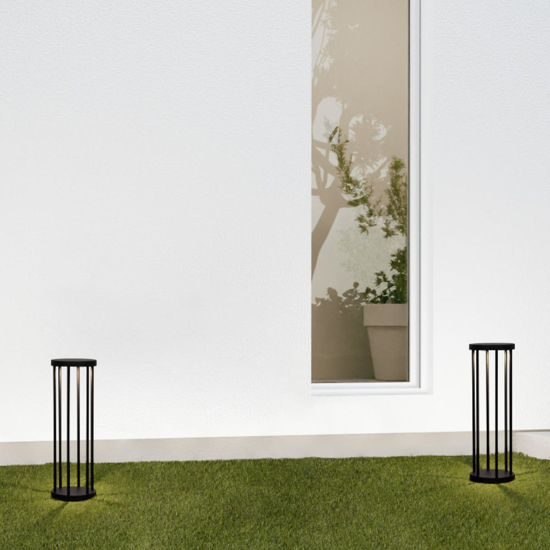 Lampione design moderno da giardino nero led 8w 3000k