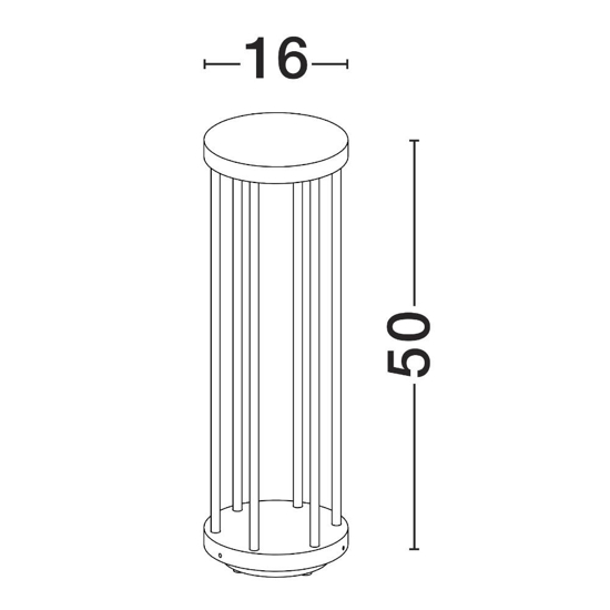 Lampione design moderno da giardino nero led 8w 3000k