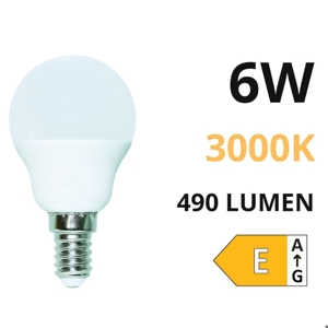 Life lampadina led e14 6w 3000k 490lm minisfera ottica 270&deg;