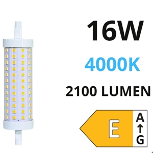 Lampadina led r7s 16w 4000k 2100lm 118mm life ottica 320&deg;