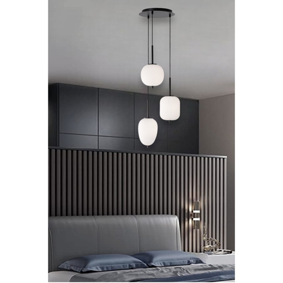 Lampadario per camera da letto moderna grappolo bianco nero