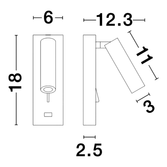 Applique orientabile bianco presa usb per comodini camera da letto