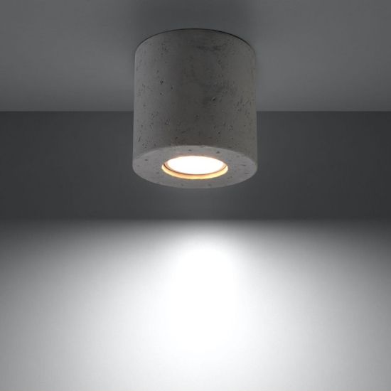 Faretto da soffitto led in cemento cilindro grigio