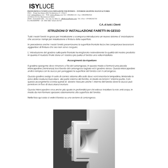 Isyluce portafaretto gesso inclinato da incasso su cartongesso