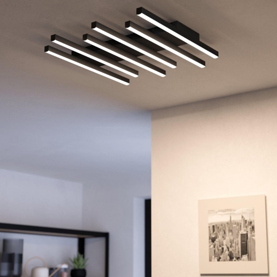 Plafoneira led 3000k-6000k nera design moderna con telecomando