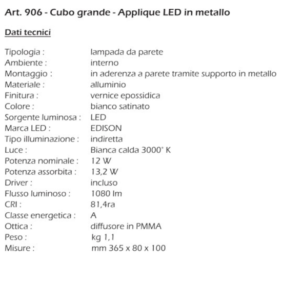 Isyluce applique led 12w 3000k moderno bianco