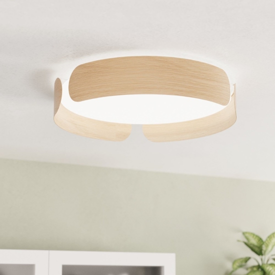 Plafoniera moderna effetto legno led 24w 3000k rotonda