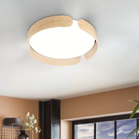 Plafoniera moderna effetto legno led 24w 3000k rotonda