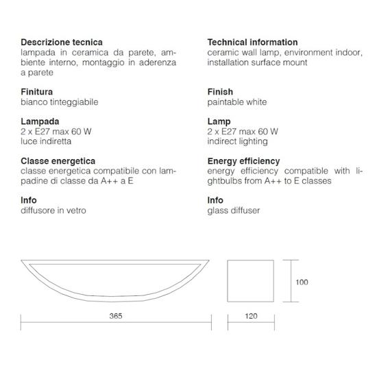 Isyluce applique di gesso curvo bianco verniciabile per interni