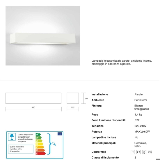 Isyluce applique di gesso moderna rettangolare bianco