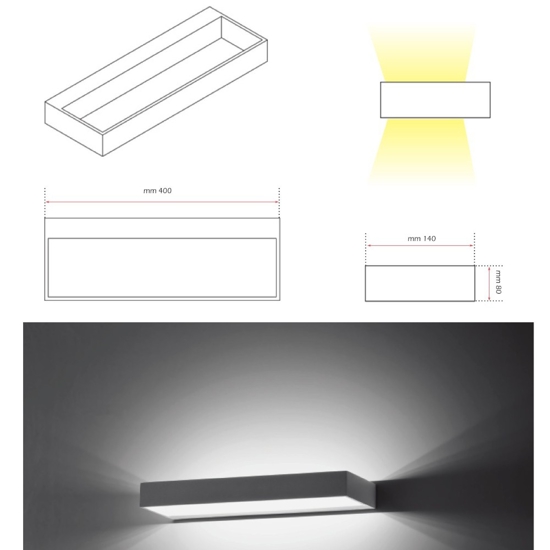 Isyluce applique led 12w 3000k moderna bianco squadrata