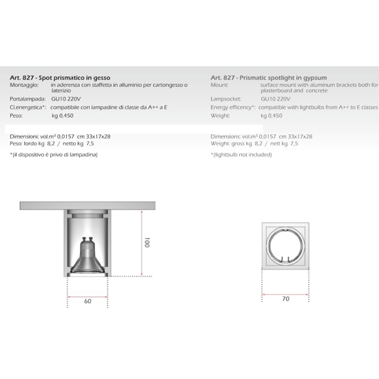 Isyluce plafone cubo da soffitto gesso bianco verniciabile