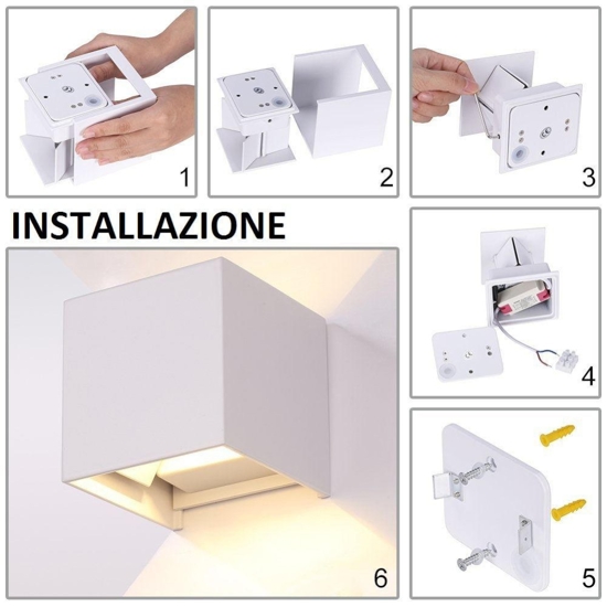 Applique da esterno moderna 6w 4000k cubo bianco isyluce