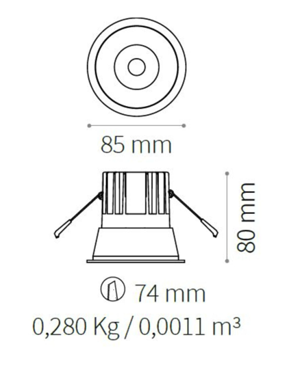 Ideal lux game trim round faretto da incasso  220v 11w 3000k rotondo nero bianco soffitto