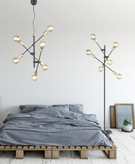 Lampadario a sospensione nero oro per soggiornodesign minimal