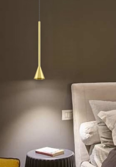 Lampada a sospensione oro led per comodino camera da letto