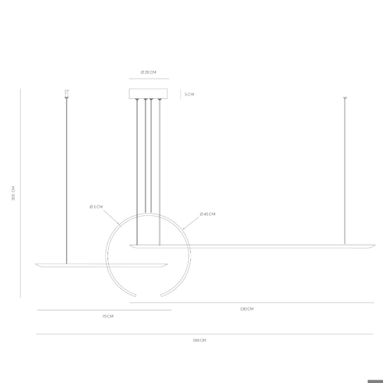 Lampadario moderno vivida in&amp;out design bianco led 52w 3000k 4000k