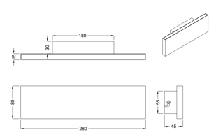 Applique led 12w 3000k antracite design moderna rettangolare