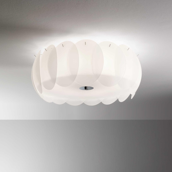 Ideal lux ovalino pl8 grande plafoniera moderna vetro bianco per salotto