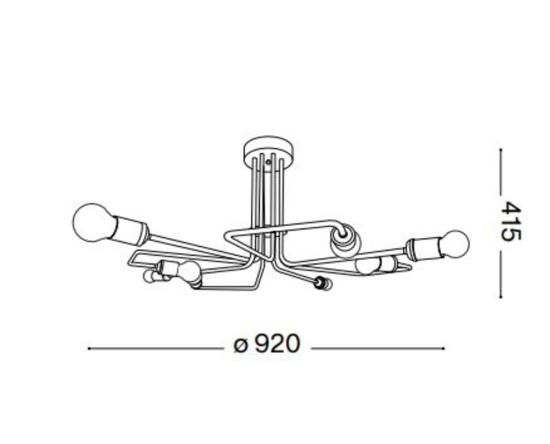 Triumph pl8 ideal lux plafoniera design nero opaco 8 bracci