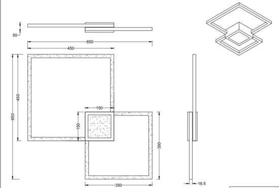 Plafoniera moderna quadrata dimmerabile antracite 28w 3000k