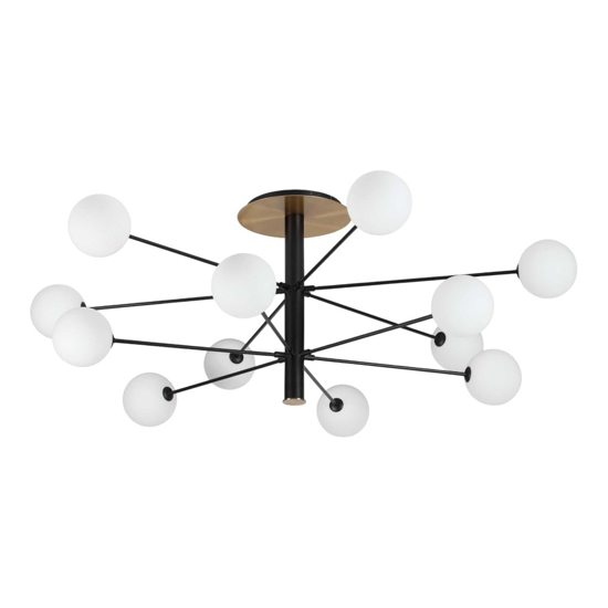 Ideal lux cosmopolitan pl12 plafoniera moderna nera 12 luci sfere vetro