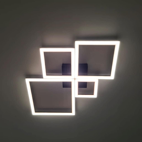 Plafoniera led 71w 3000k 4000k nera toplight four squares