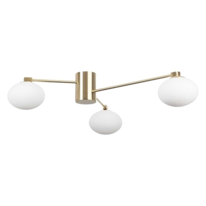 Ideal lux hermes pl3 d90 plafoniera 3 luci oro sfere vetro bianco