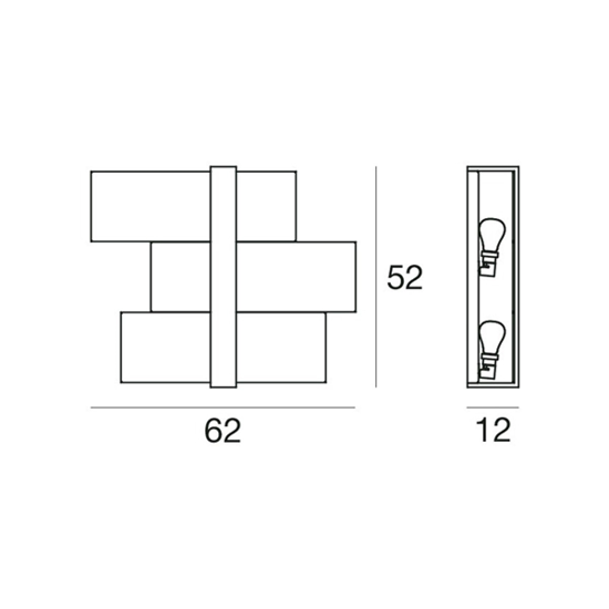 Plafoniera moderna linea light triad vetro bianco legno noce rettangolare